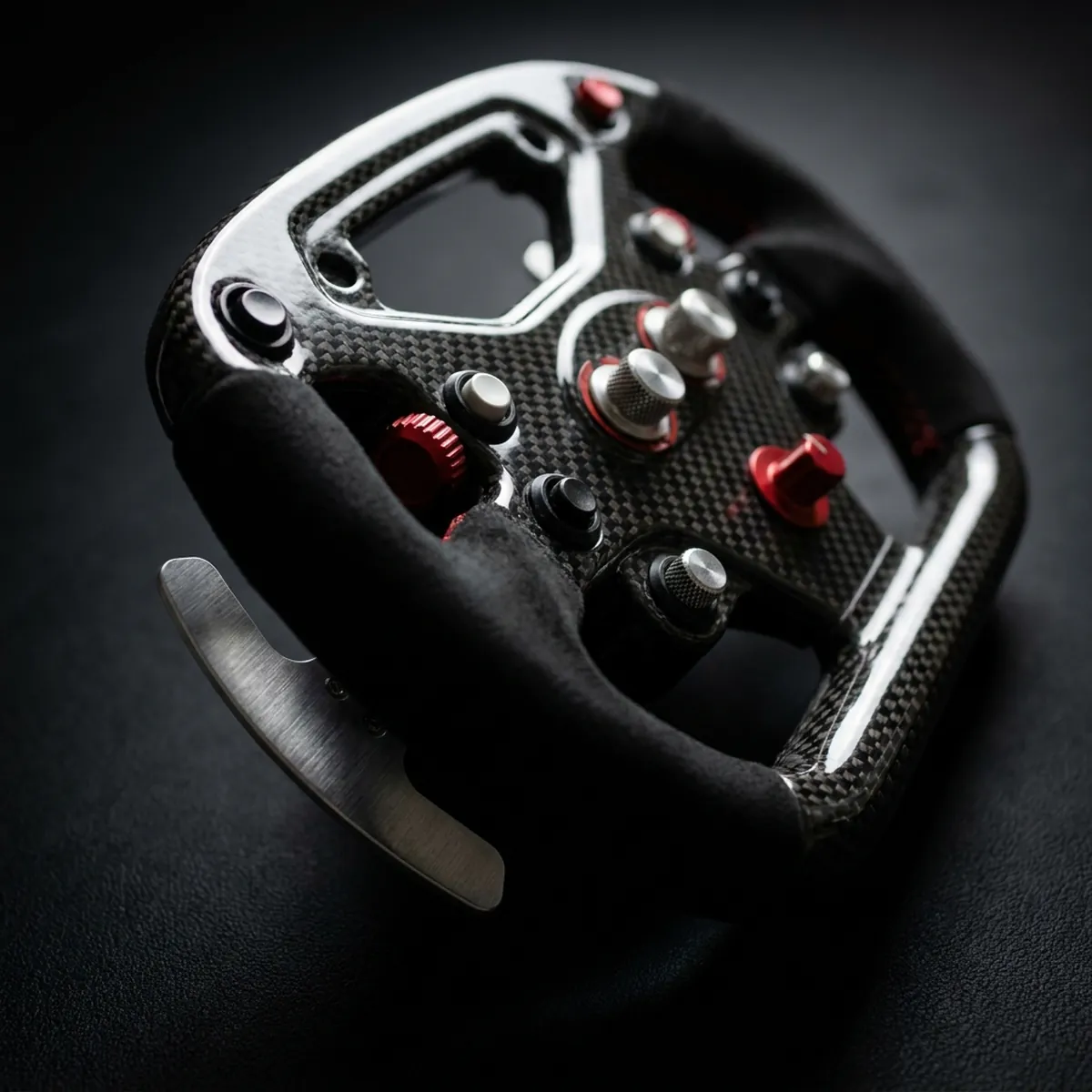 Detail of a fibreglass steering wheel